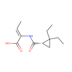 C/C=C(\NC(=O)[C@H]1CC1(CC)CC)C(=O)O ZINC000026023875