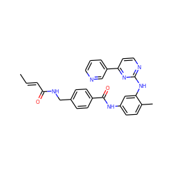 C/C=C/C(=O)NCc1ccc(C(=O)Nc2ccc(C)c(Nc3nccc(-c4cccnc4)n3)c2)cc1 ZINC000071316862