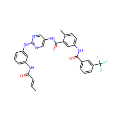 C/C=C/C(=O)Nc1cccc(Nc2ncc(NC(=O)c3cc(NC(=O)c4cccc(C(F)(F)F)c4)ccc3C)cn2)c1 ZINC000169353165