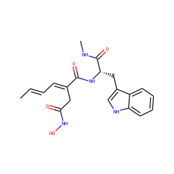 C/C=C/C=C(\CC(=O)NO)C(=O)N[C@@H](Cc1c[nH]c2ccccc12)C(=O)NC ZINC000028825777