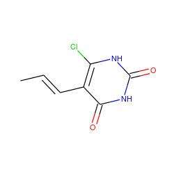 C/C=C/c1c(Cl)[nH]c(=O)[nH]c1=O ZINC000014972777