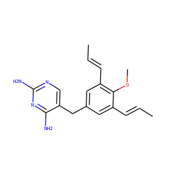 C/C=C/c1cc(Cc2cnc(N)nc2N)cc(/C=C/C)c1OC ZINC000029566936