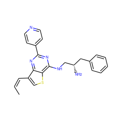 C/C=C\c1csc2c(NC[C@@H](N)Cc3ccccc3)nc(-c3ccncc3)nc12 ZINC000223670107