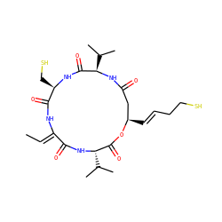 C/C=C1\NC(=O)[C@@H](CS)NC(=O)[C@@H](C(C)C)NC(=O)C[C@@H](/C=C/CCS)OC(=O)[C@H](C(C)C)NC1=O ZINC000100975761