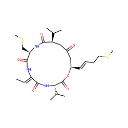 C/C=C1\NC(=O)[C@@H](CSC)NC(=O)[C@@H](C(C)C)CC(=O)C[C@@H](/C=C/CCSC)OC(=O)[C@H](C(C)C)NC1=O ZINC000102997809