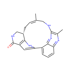 C/C1=C/C[C@H]2CNC(=O)c3cc([nH]c32)-c2cccc3nc(C)c(nc23)NC1 ZINC000150028417