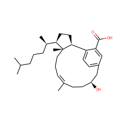 C/C1=C/CC[C@@]2(C)[C@@H](CC[C@@H]2[C@H](C)CCCC(C)C)c2ccc(cc2C(=O)O)C[C@@H](O)CC1 ZINC000029412957