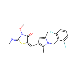 C/N=C1\S/C(=C/c2cc(C)n(Cc3c(F)cccc3F)c2C)C(=O)N1OC ZINC000066166468