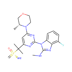 C=[S@@](N)(=O)C(C)(C)c1cc(N2CCOC[C@H]2C)nc(-n2c(NC)nc3c(F)cccc32)n1 ZINC000169694624