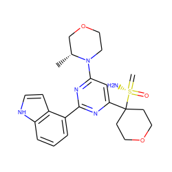 C=[S@@](N)(=O)C1(c2cc(N3CCOC[C@H]3C)nc(-c3cccc4[nH]ccc34)n2)CCOCC1 ZINC000169694622