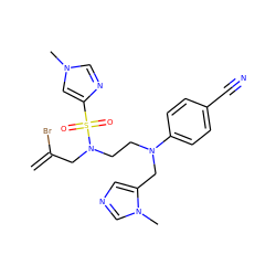 C=C(Br)CN(CCN(Cc1cncn1C)c1ccc(C#N)cc1)S(=O)(=O)c1cn(C)cn1 ZINC000035049827