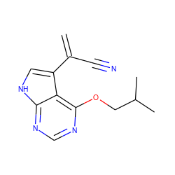 C=C(C#N)c1c[nH]c2ncnc(OCC(C)C)c12 ZINC001772588429