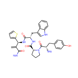 C=C(C(N)=O)[C@H](NC(=O)[C@H](Cc1c[nH]c2ccccc12)NC(=O)[C@@H]1CCCN1C(=O)[C@@H](N)Cc1ccc(O)cc1)c1cccs1 ZINC000473154655