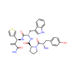 C=C(C(N)=O)[C@H](NC(=O)[C@H](Cc1c[nH]c2ccccc12)NC(=O)[C@@H]1CCCN1C(=O)[C@@H](N)Cc1ccc(O)cc1)c1ccsc1 ZINC000473169168