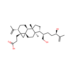 C=C(C)[C@@H]1CC[C@@H]2[C@]3(CC[C@]4(C)[C@@H]([C@H](CO)CC[C@@H](O)C(=C)C)CC[C@@]24C)C[C@]13CCC(=O)O ZINC000299829124