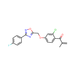 C=C(C)C(=O)c1ccc(OCc2nc(-c3ccc(F)cc3)no2)cc1Cl ZINC000045316012