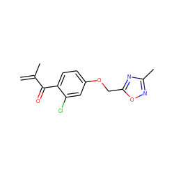 C=C(C)C(=O)c1ccc(OCc2nc(C)no2)cc1Cl ZINC000045257877