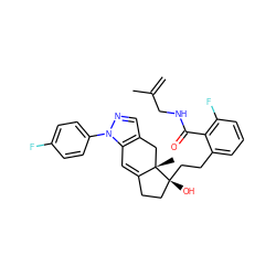 C=C(C)CNC(=O)c1c(F)cccc1CC[C@]1(O)CCC2=Cc3c(cnn3-c3ccc(F)cc3)C[C@@]21C ZINC000095560395