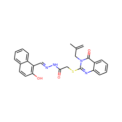 C=C(C)Cn1c(SCC(=O)N/N=C/c2c(O)ccc3ccccc23)nc2ccccc2c1=O ZINC000001050675