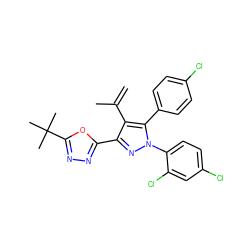 C=C(C)c1c(-c2nnc(C(C)(C)C)o2)nn(-c2ccc(Cl)cc2Cl)c1-c1ccc(Cl)cc1 ZINC000040423491