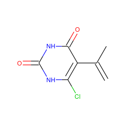 C=C(C)c1c(Cl)[nH]c(=O)[nH]c1=O ZINC000014972746