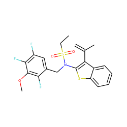 C=C(C)c1c(N(Cc2cc(F)c(F)c(OC)c2F)S(=O)(=O)CC)sc2ccccc12 ZINC000115233109