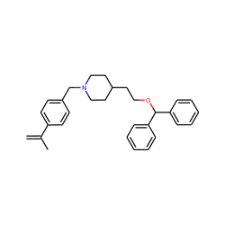 C=C(C)c1ccc(CN2CCC(CCOC(c3ccccc3)c3ccccc3)CC2)cc1 ZINC000013472268