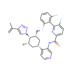 C=C(C)c1cn([C@H]2[C@@H](C)C[C@@H](c3ccncc3NC(=O)c3ccc(F)c(-c4c(F)cccc4F)n3)C[C@H]2N)nn1 ZINC000261163293