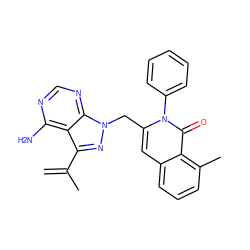 C=C(C)c1nn(Cc2cc3cccc(C)c3c(=O)n2-c2ccccc2)c2ncnc(N)c12 ZINC000088345987