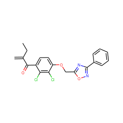 C=C(CC)C(=O)c1ccc(OCc2nc(-c3ccccc3)no2)c(Cl)c1Cl ZINC000045256953