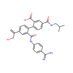 C=C(CO)c1ccc(-c2ccc(C(=O)NCC(C)C)cc2C(=O)O)c(C(=O)Nc2ccc(C(=N)N)cc2)c1 ZINC000040429104