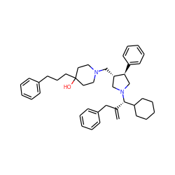 C=C(Cc1ccccc1)[C@@H](C1CCCCC1)N1C[C@H](CN2CCC(O)(CCCc3ccccc3)CC2)[C@@H](c2ccccc2)C1 ZINC000044406011