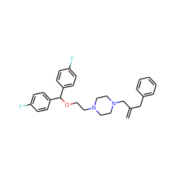 C=C(Cc1ccccc1)CN1CCN(CCOC(c2ccc(F)cc2)c2ccc(F)cc2)CC1 ZINC000023360870