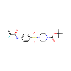 C=C(F)C(=O)Nc1ccc(S(=O)(=O)N2CCN(C(=O)OC(C)(C)C)CC2)cc1 ZINC000084730488