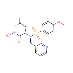 C=C(F)C[C@@H](C(=O)NO)N(Cc1cccnc1)S(=O)(=O)c1ccc(OC)cc1 ZINC000145406337