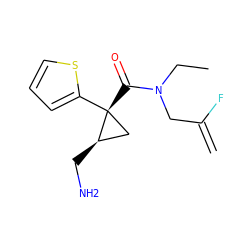 C=C(F)CN(CC)C(=O)[C@@]1(c2cccs2)C[C@H]1CN ZINC000040395637