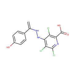 C=C(NNc1c(Cl)c(Cl)nc(C(=O)O)c1Cl)c1ccc(O)cc1 ZINC000064693658