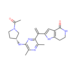 C=C(c1cc2c([nH]1)CCNC2=O)c1nc(N[C@@H]2CCN(C(C)=O)C2)c(C)nc1C ZINC000223407962