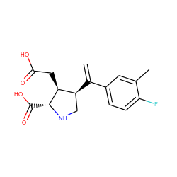 C=C(c1ccc(F)c(C)c1)[C@H]1CN[C@H](C(=O)O)[C@H]1CC(=O)O ZINC000013758374