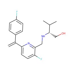 C=C(c1ccc(F)cc1)c1ccc(F)c(CN[C@@H](CO)C(C)C)n1 ZINC000204408176