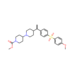 C=C(c1ccc(S(=O)(=O)c2ccc(OC)cc2)cc1)C1CCN(C2CCN(C(=O)OC)CC2)CC1 ZINC000026375866