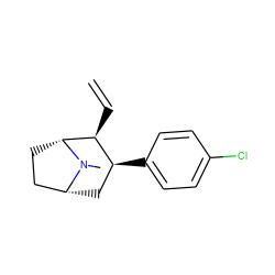 C=C[C@H]1[C@@H](c2ccc(Cl)cc2)C[C@@H]2CC[C@H]1N2C ZINC000013731126