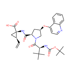 C=C[C@H]1C[C@]1(NC(=O)[C@H]1C[C@@H](Oc2ccnc3ccccc23)CN1C(=O)[C@@H](NC(=O)OC(C)(C)C)C(C)(C)C)C(=O)O ZINC000026658620