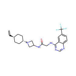 C=C[C@H]1CC[C@H](N2CC(NC(=O)CNc3ncnc4ccc(C(F)(F)F)cc34)C2)CC1 ZINC000149154315