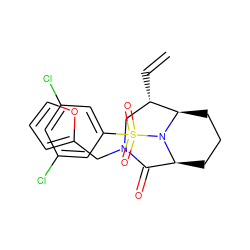 C=C[C@H]1CN(Cc2ccco2)C(=O)[C@@H]2CCC[C@H]1N2S(=O)(=O)c1cc(Cl)cc(Cl)c1 ZINC001772581911