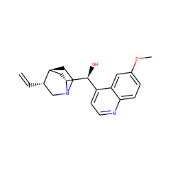 C=C[C@H]1CN2CC[C@H]1C[C@@H]2[C@@H](O)c1ccnc2ccc(OC)cc12 ZINC000003831405