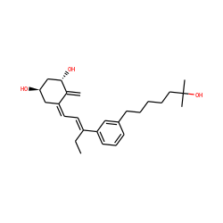 C=C1/C(=C\C=C(/CC)c2cccc(CCCCCC(C)(C)O)c2)C[C@@H](O)C[C@@H]1O ZINC000230527274