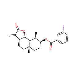 C=C1C(=O)O[C@H]2[C@H]1CC[C@@]1(C)CC[C@H](OC(=O)c3cccc(I)c3)[C@H](C)[C@@H]21 ZINC001772584730