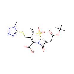 C=C1C(CSc2nnnn2C)=C(C(=O)O)N2C(=O)/C(=C/C(=O)OC(C)(C)C)[C@H]2S1(=O)=O ZINC000027980082