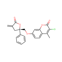 C=C1C[C@@](COc2ccc3c(C)c(Cl)c(=O)oc3c2)(c2ccccc2)OC1=O ZINC000001485945